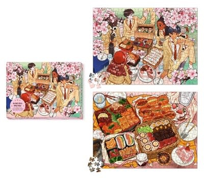 RP Studio Sakura (Cherry Blossom) Picnic: An Anime Food 2-in-1 Double-Sided 500-Piece Puzzle