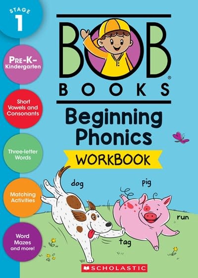 Scholastic Inc. Bob Books - Beginning Phonics Workbook | Phonics, Writing Practice, Ages 4 and up, Kindergarten, First Grade (Stage 1: Starting to Read)