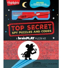 Highlights Press BrainPLAY Top Secret Puzzles and Codes: Secret Codes and Puzzles with Invisible UV Light Pen and Red-Reveal Glasses