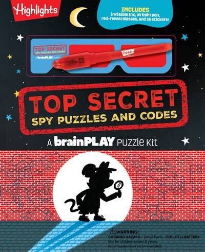 Highlights Press BrainPLAY Top Secret Puzzles and Codes: Secret Codes and Puzzles with Invisible UV Light Pen and Red-Reveal Glasses