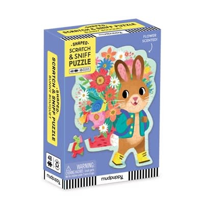 Mudpuppy Bunny Bouquet 48 Piece Scratch & Sniff Shaped Mini Puzzle