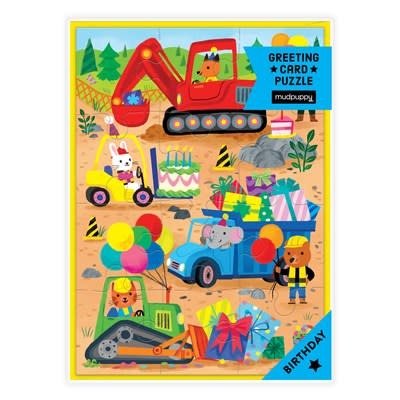 Mudpuppy Construction Site Birthday Greeting Card Puzzle