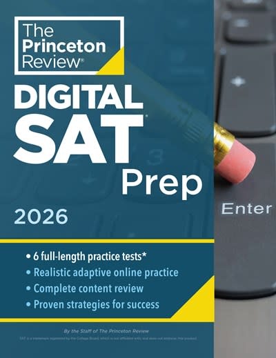 Princeton Review Princeton Review Digital SAT Prep, 2026: 4 Full-Length Practice Tests (2 in Book + 2 Adaptive Tests Online) + Review + Online Tools