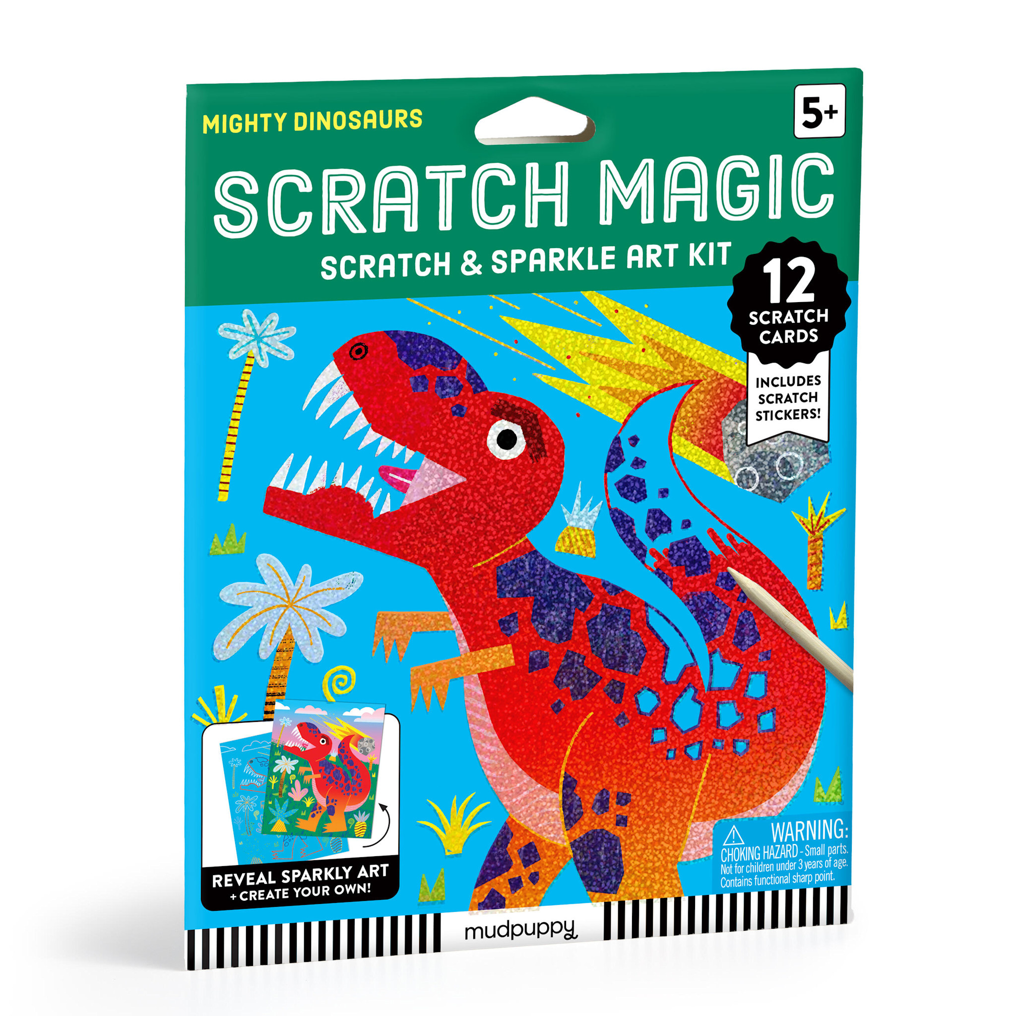 Mudpuppy Mighty Dinosaurs Scratch Magic: Scratch & Sparkle Art Kit