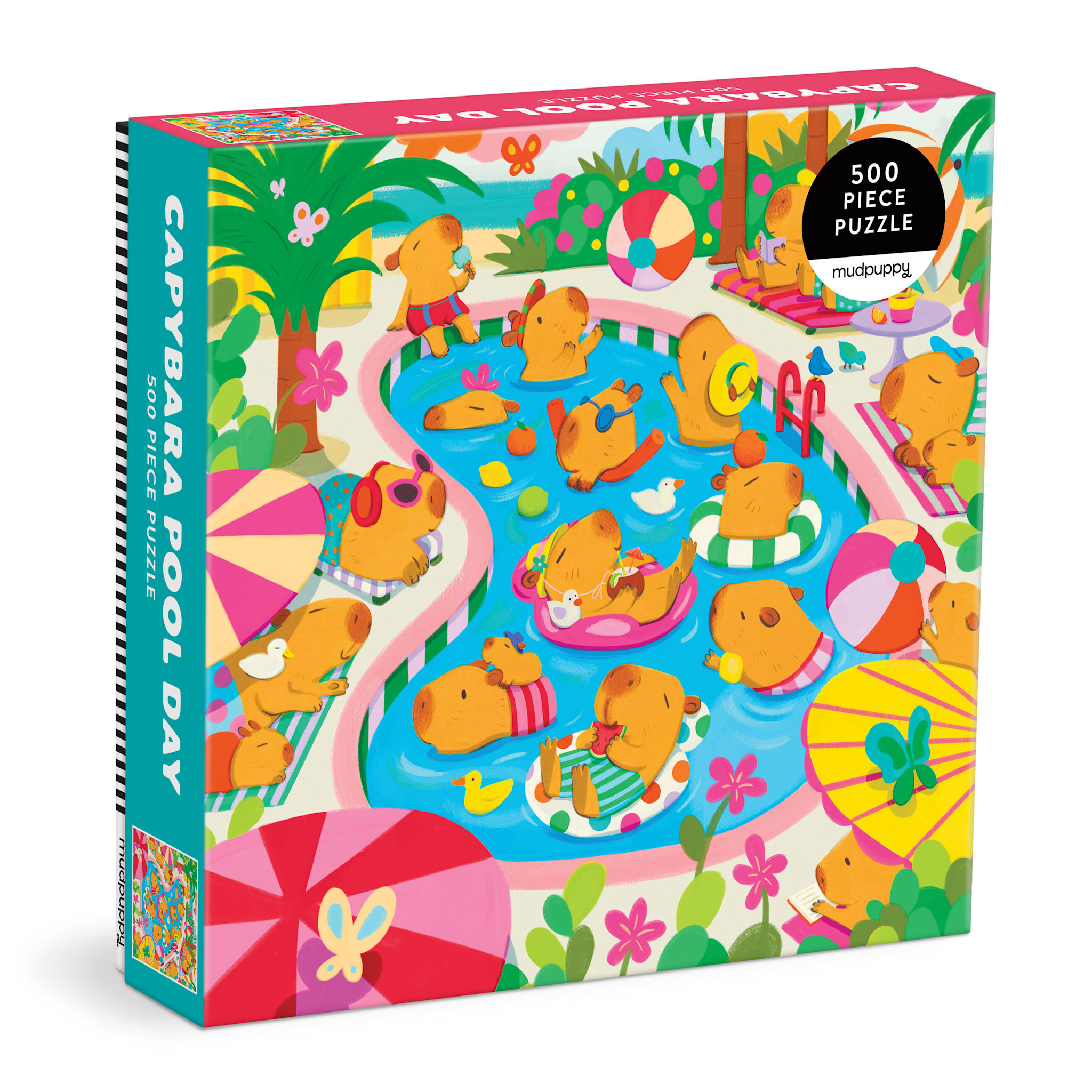 Mudpuppy Capybara Pool Day 500 Piece Family Puzzle