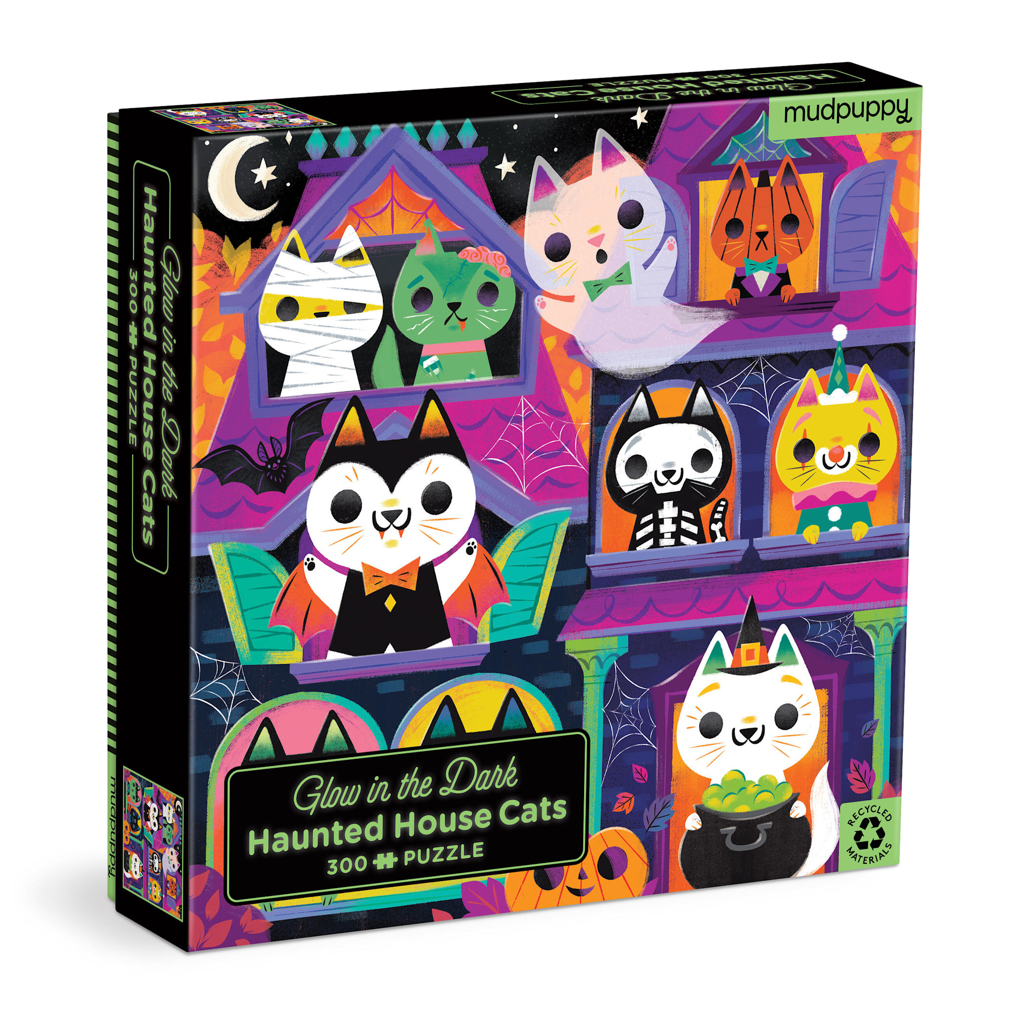 Mudpuppy Haunted House Cats 300 Piece Glow in the Dark Puzzle
