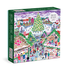 Galison Michael Storrings Holiday Village Market 1000pc Foil Puzzle in Square Box