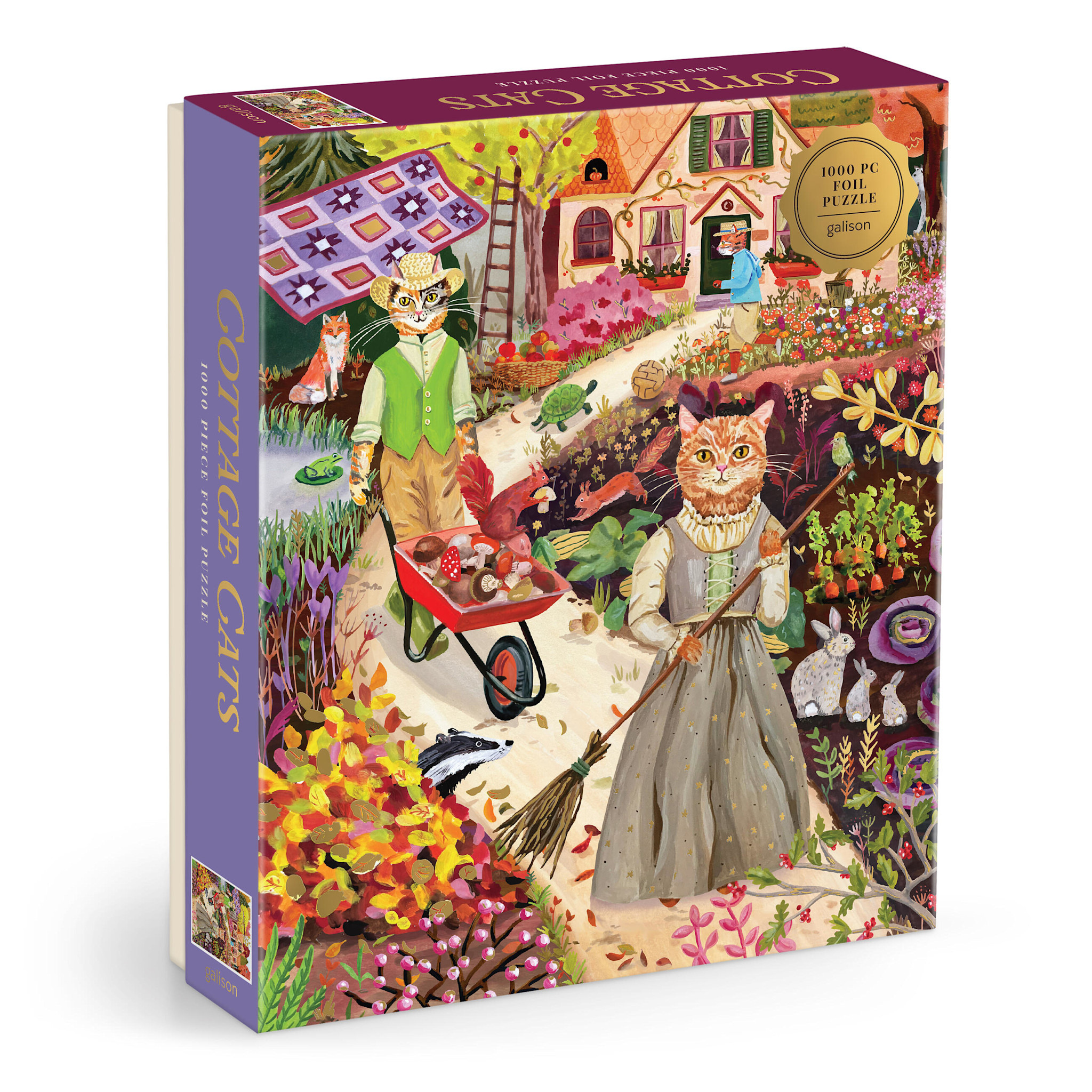 Galison Cottage Cats 1000 Piece Foil Puzzle