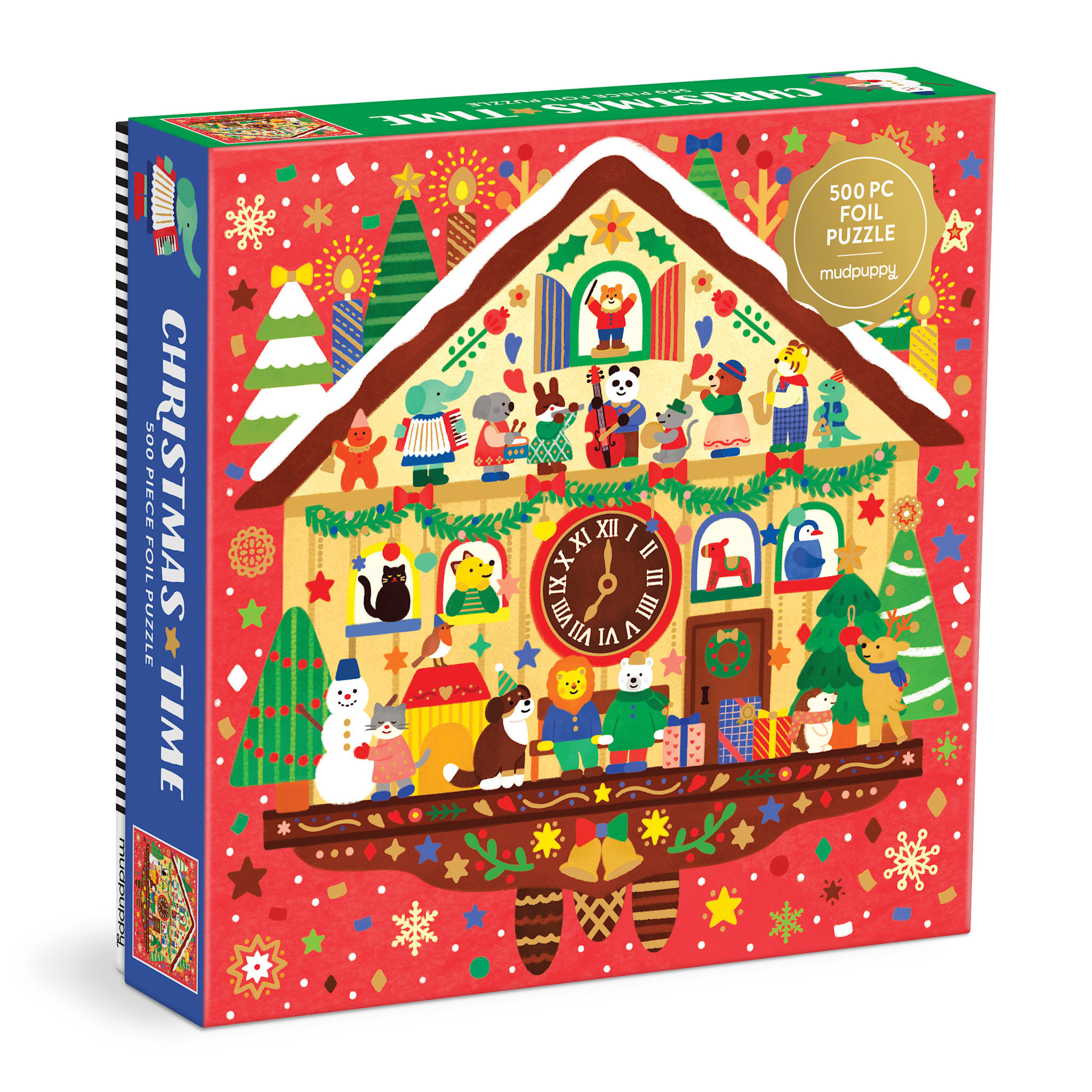 Mudpuppy Christmas Time 500 Piece Foil Puzzle