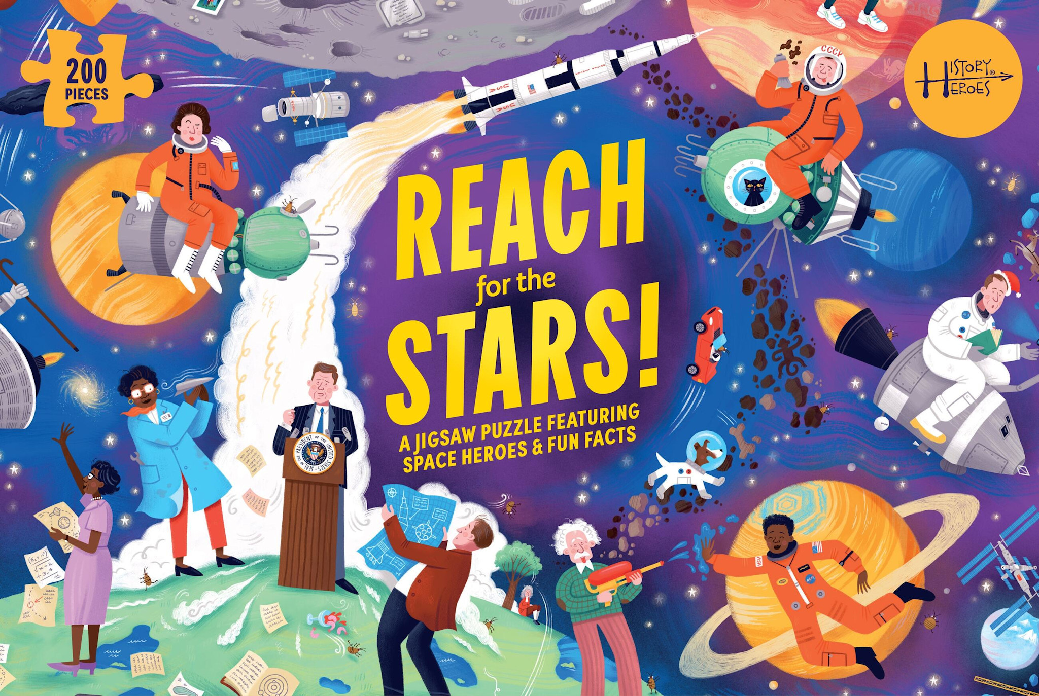Laurence King Publishing Reach for the Stars!: A 200-piece History Heroes Space Jigsaw: A History Heroes Space Jigsaw