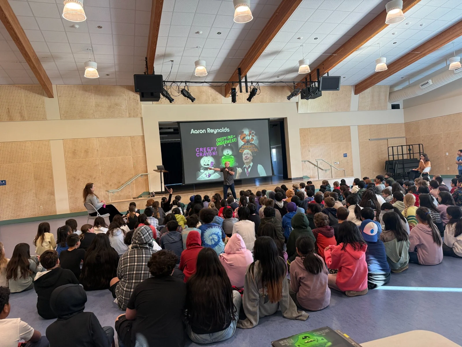 Children listening during a Linden Tree school author visit