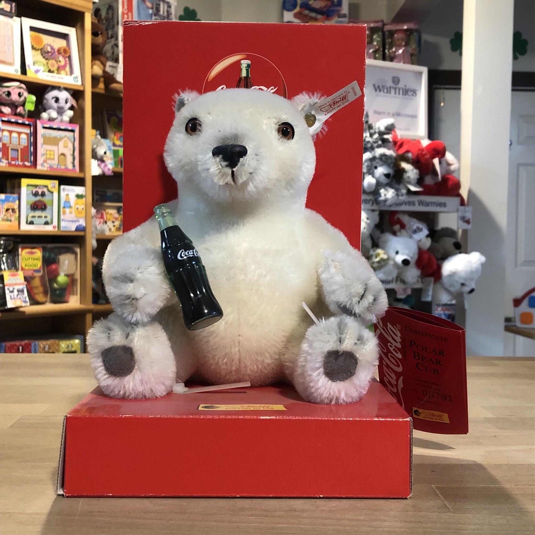Steiff Coca Cola Polar Bear Cub 666032 White Mohair Bear 8