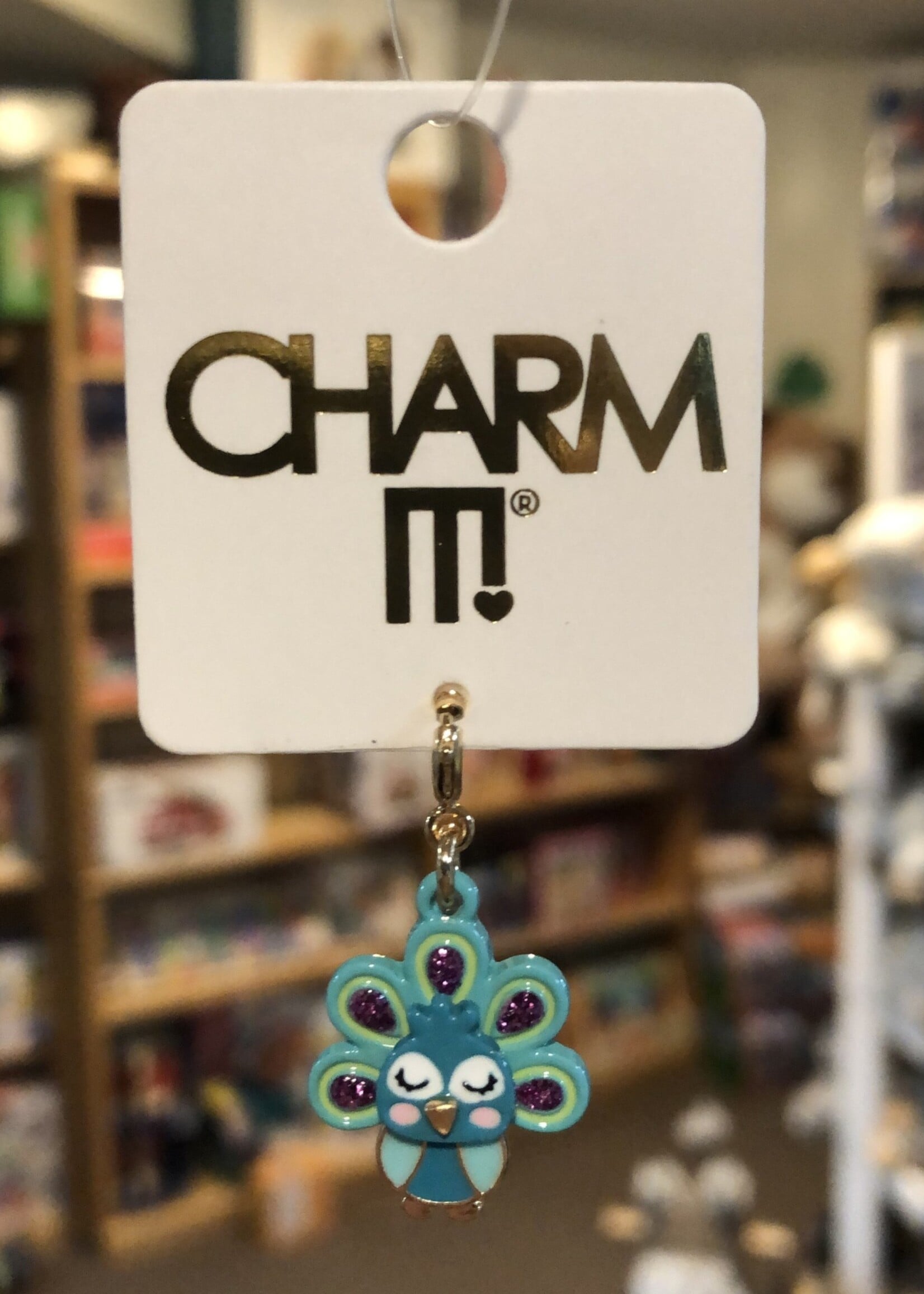 Charm It! - Gold Swivel Peacock Charm