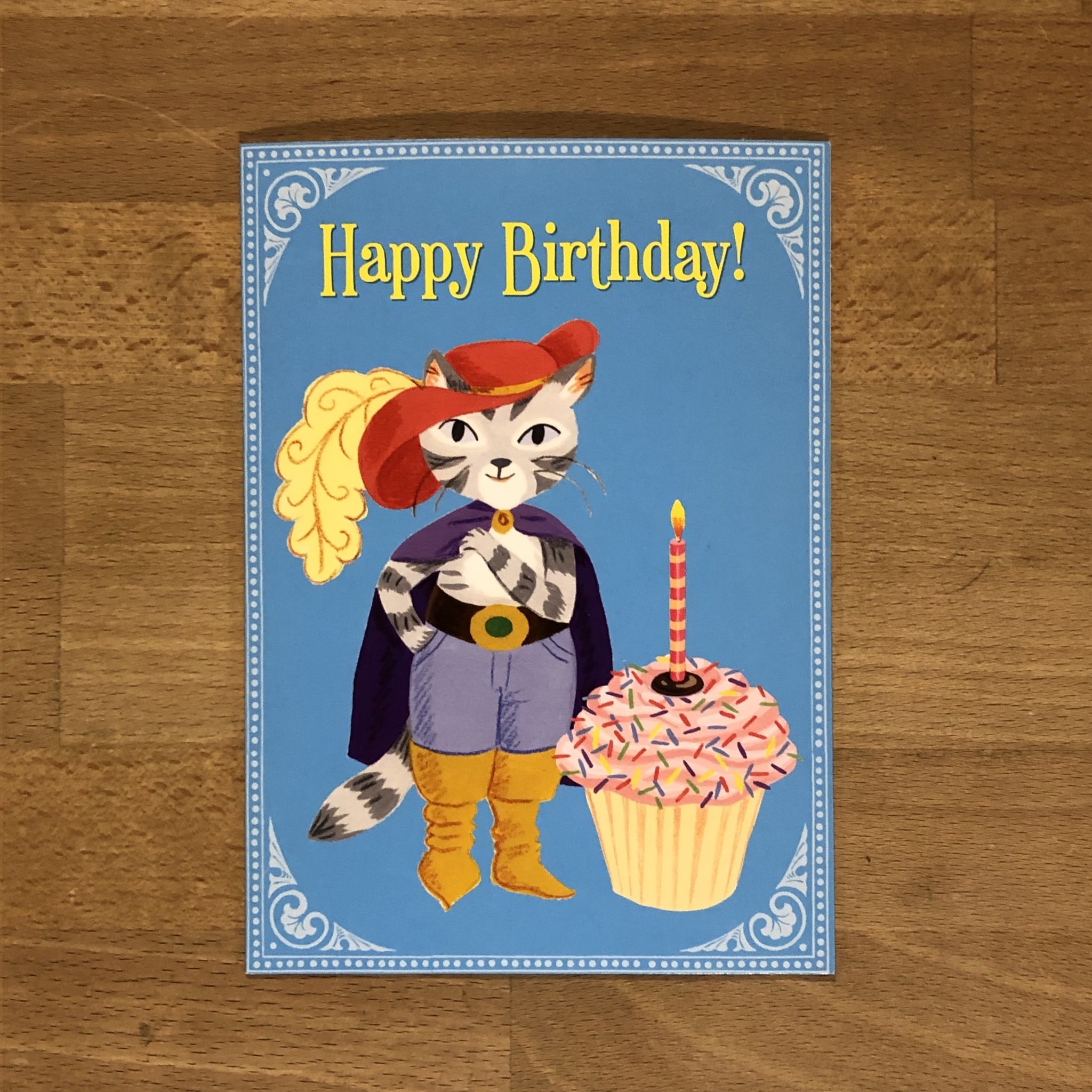 Greeting Card - Cat With Giant Cupcake Birthday