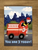 Greeting card, Fire Truck 3 Birthday Card