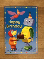 Greeting card, Kids Bday Card - Robot Dog Offers Cake