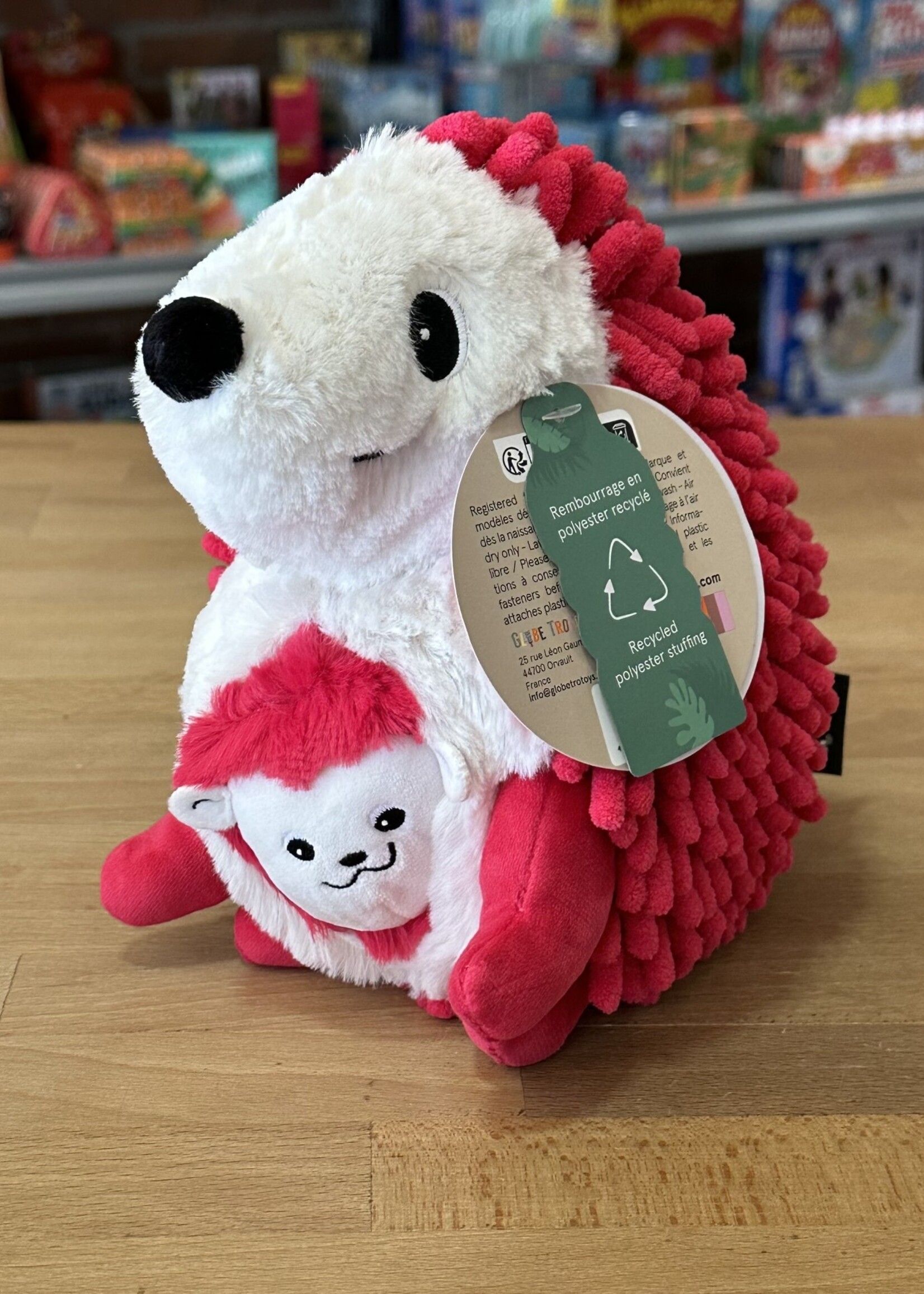 Tri-Action Toys Stuffy - Beetroot Hedgehog with Baby