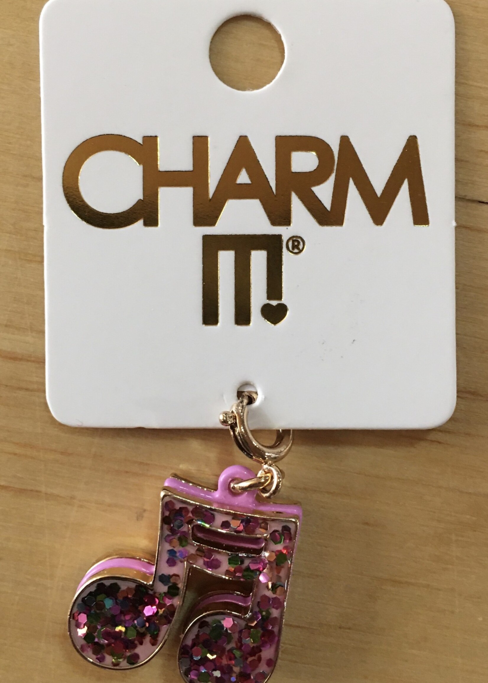 Charm It! Gold Glitter Music Heart Charm