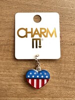 Charm It Charm It! - Gold Glitter Flag Heart Charm