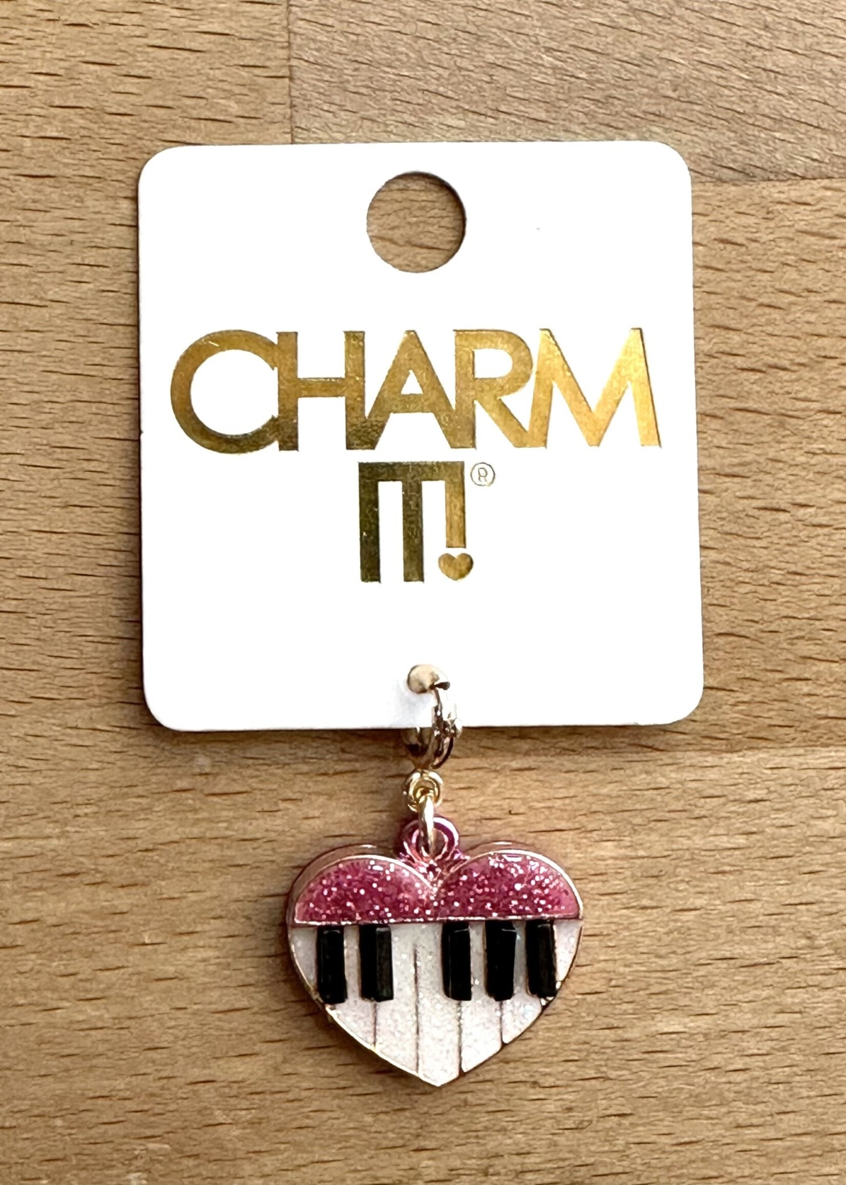 Charm It Charm It! - Gold Glitter Piano Heart Charm