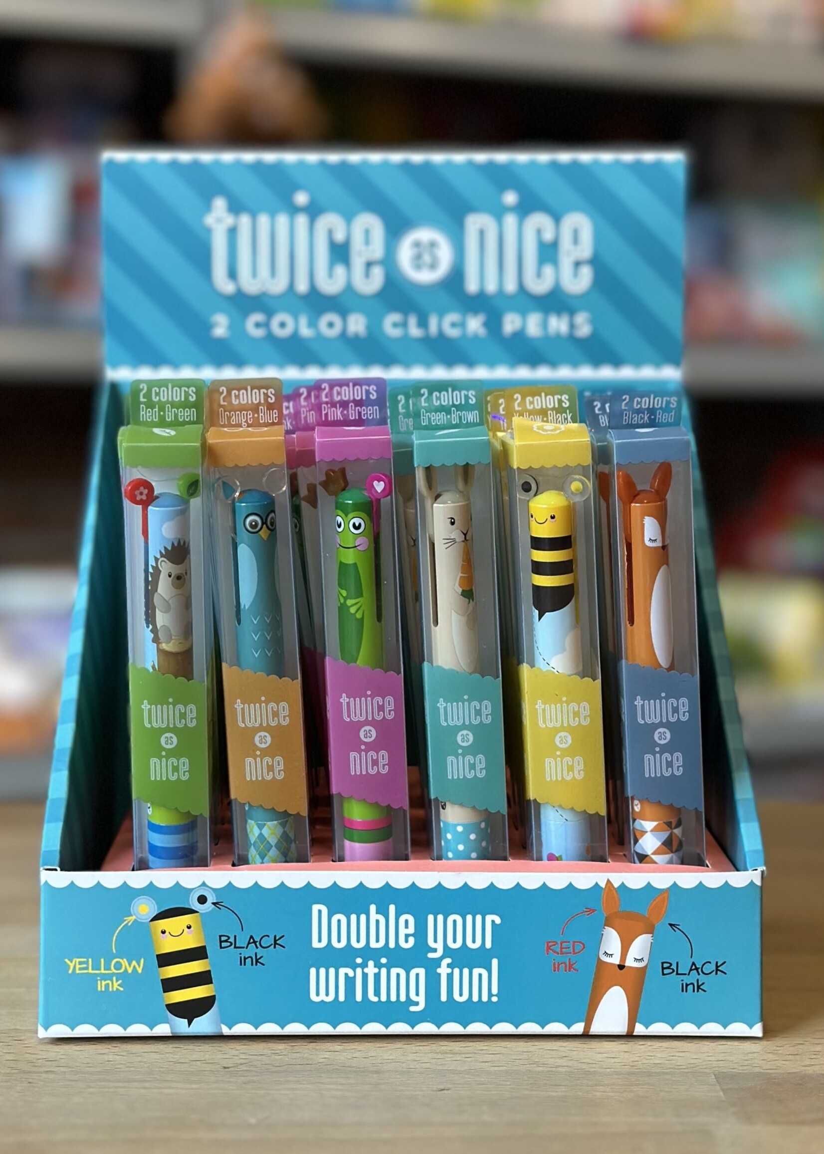 Twice as Nice 2-Color Click Pen - Pink/Green