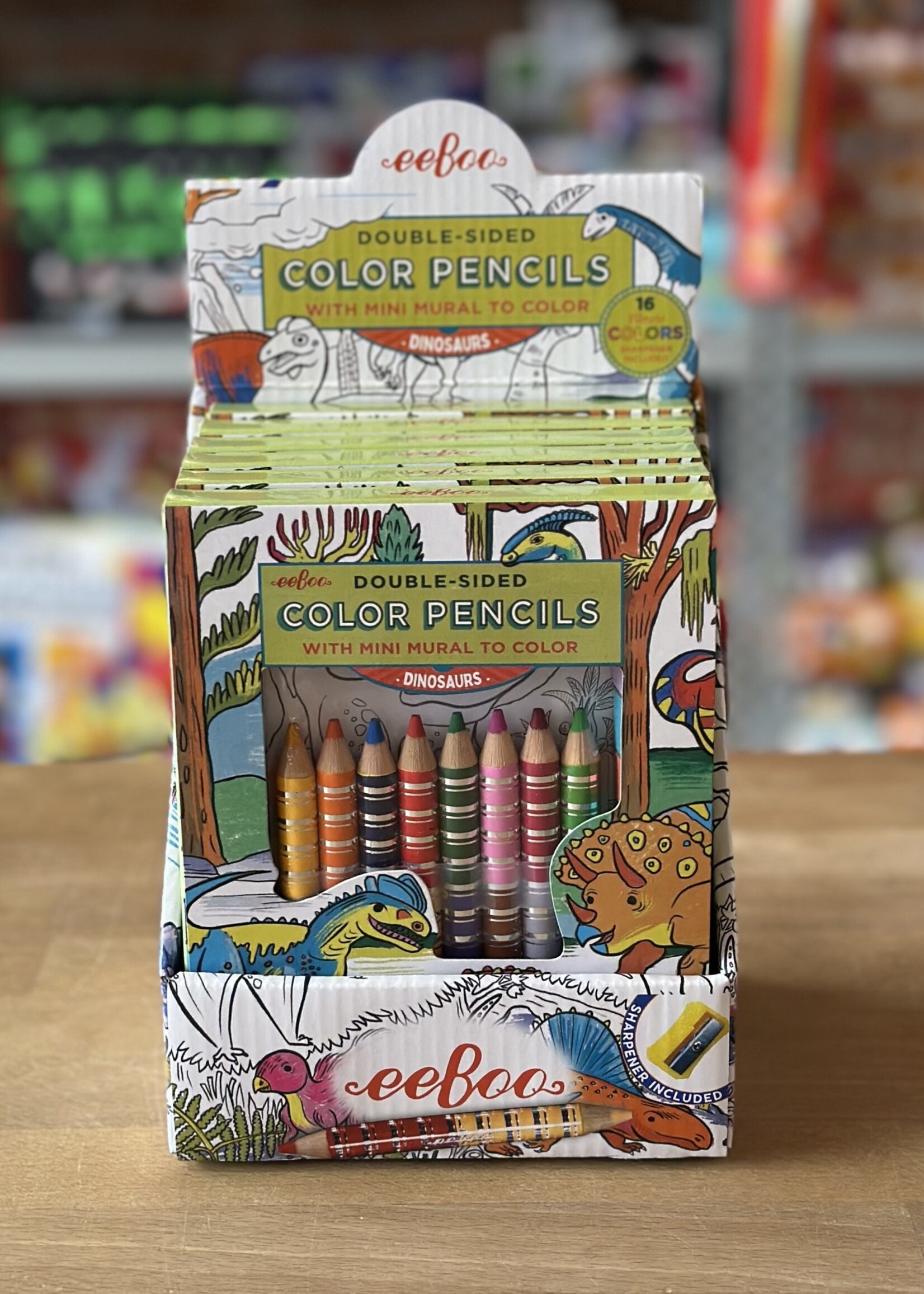 eeBoo Double-Sided Color Pencils & Mini-Mural - Dinosaurs