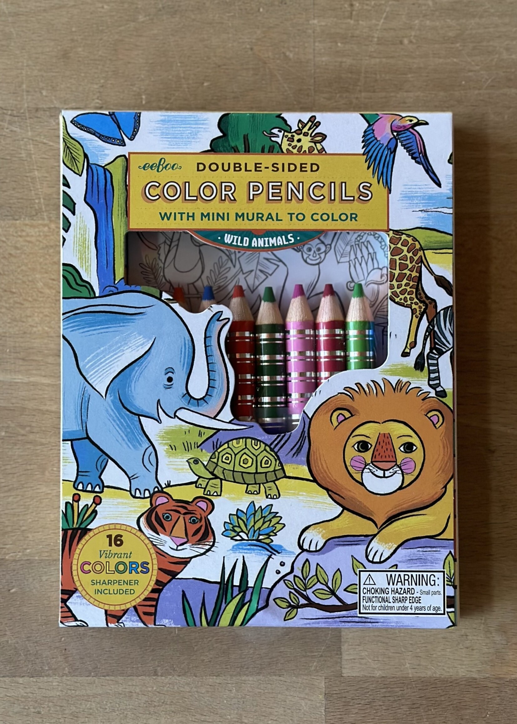 eeBoo Double-Sided Color Pencils & Mini-Mural - Wild Animals