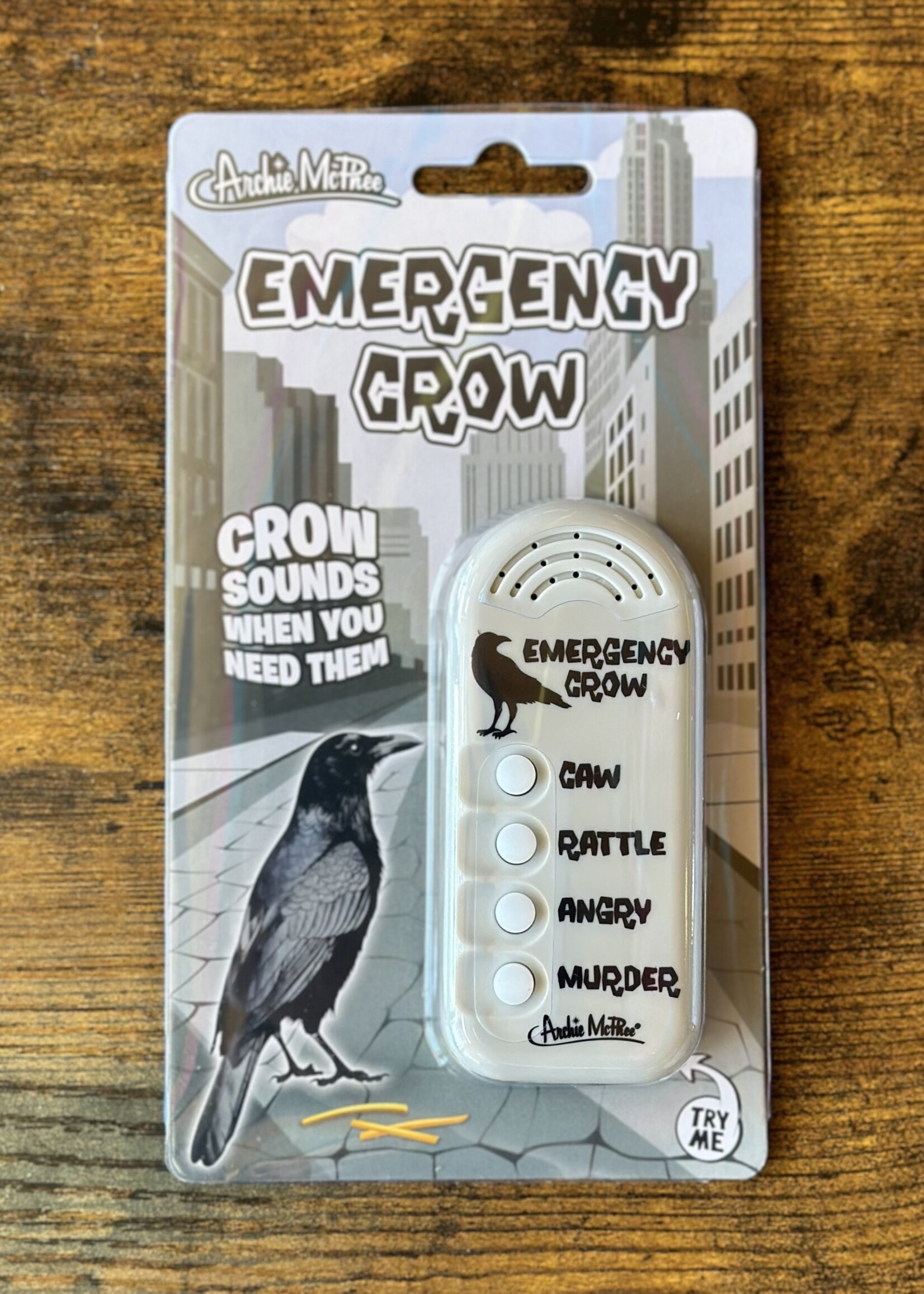 Archie McPhee Button - Emergency Crow
