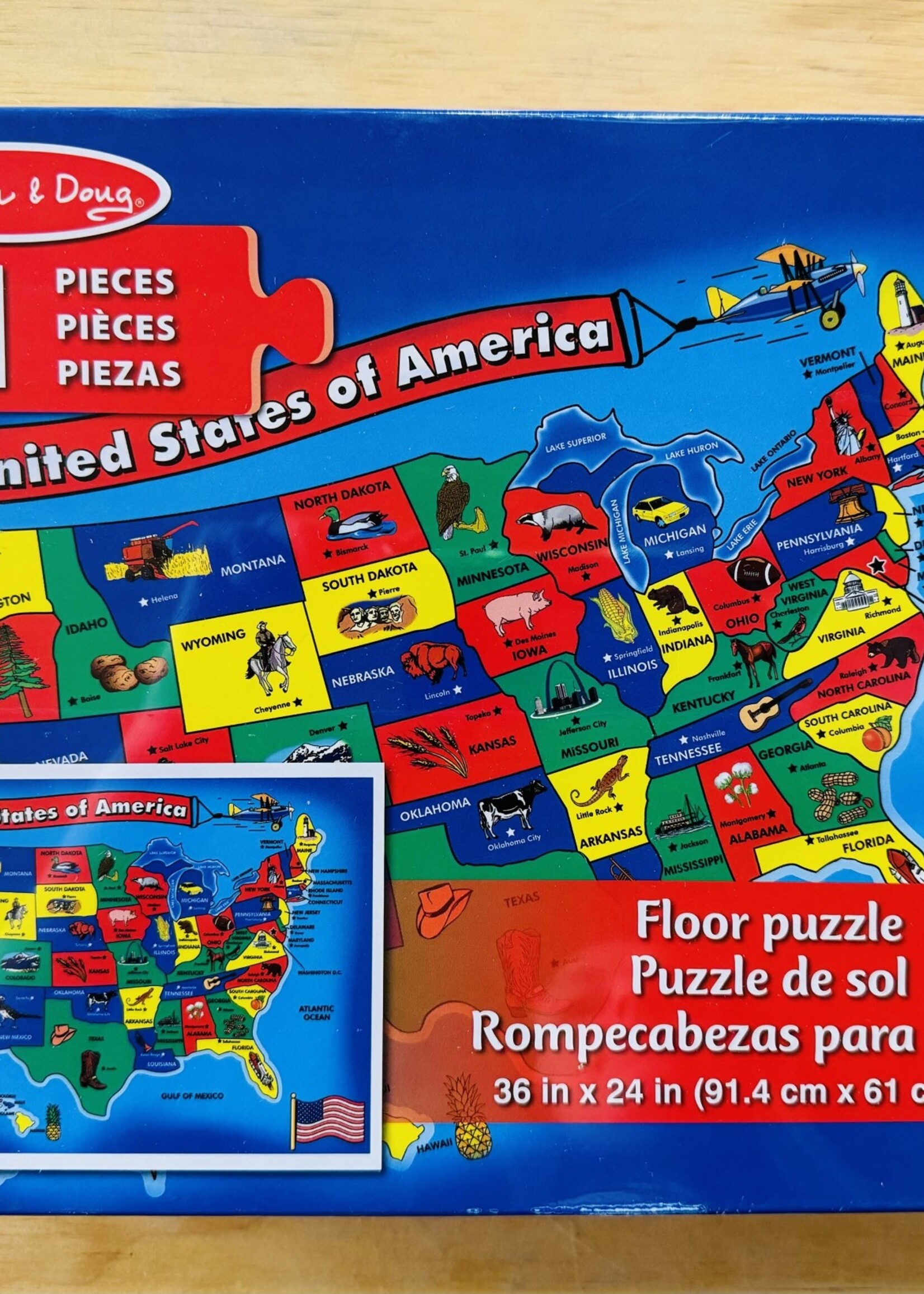 Melissa & Doug Puzzle - USA Map Floor Puzzle (51 Pc.)