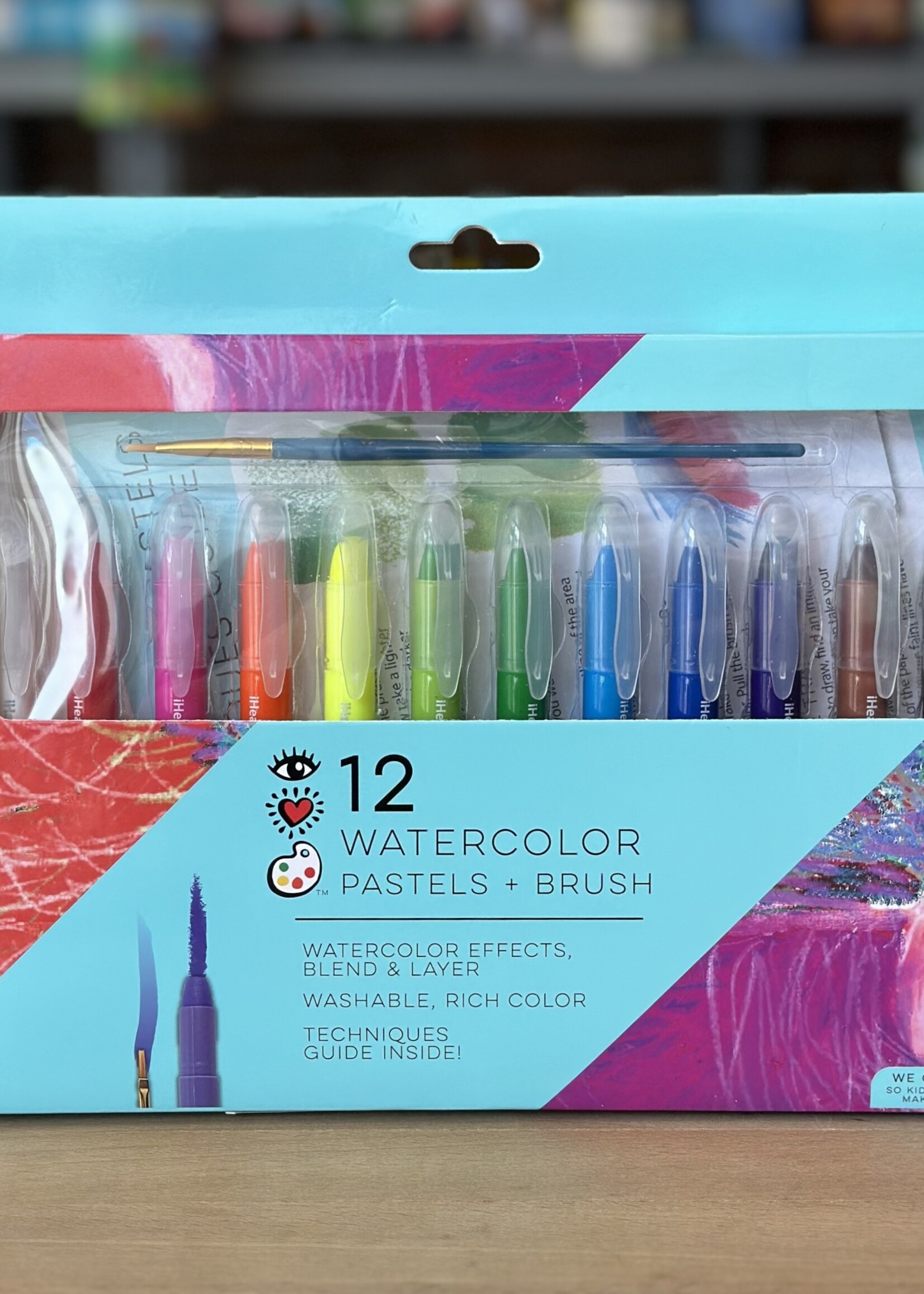 Bright Stripes 12 Watercolor Pastels + Brush