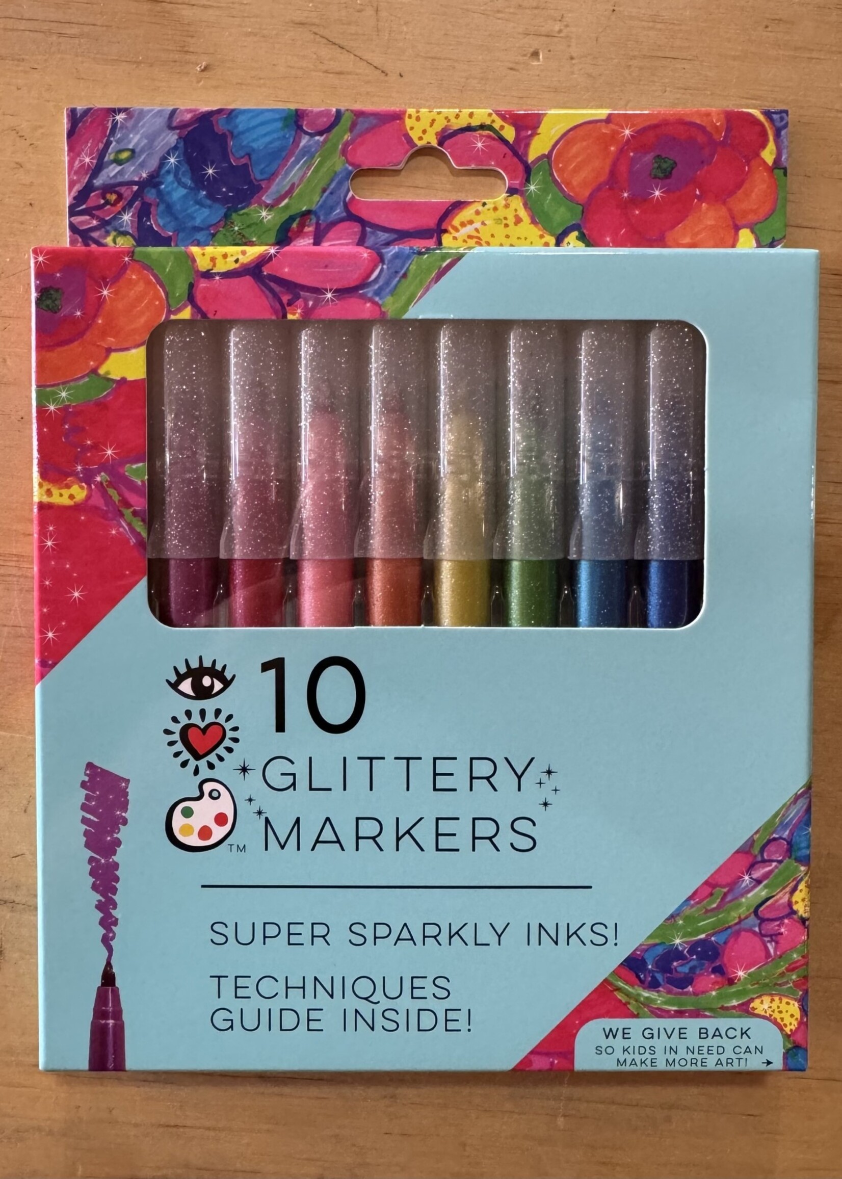 Bright Stripes 10 pk Glittery Markers