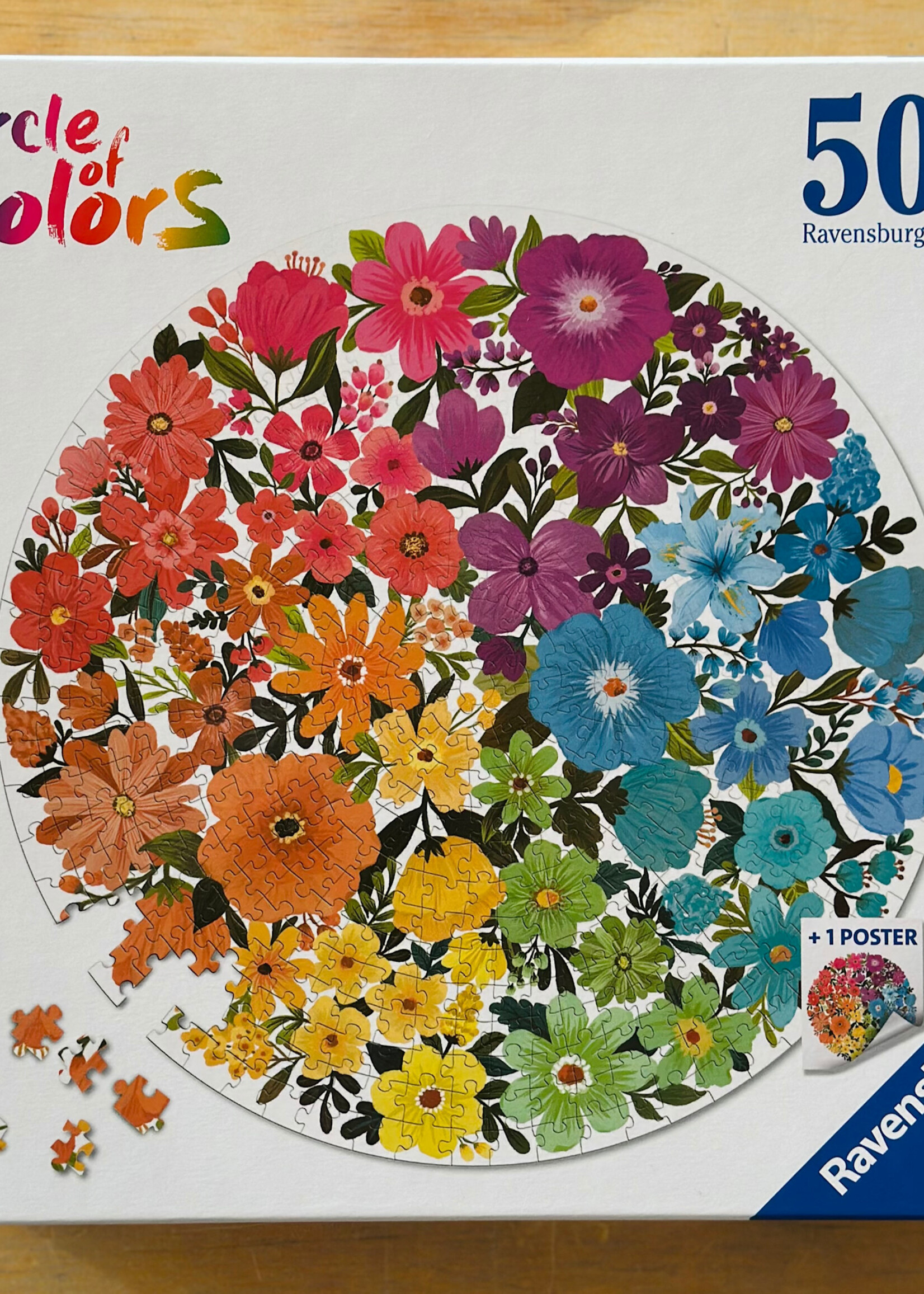 Ravensburger Puzzle - Circle of Flowers: Flowers 500 Pc. (Round)