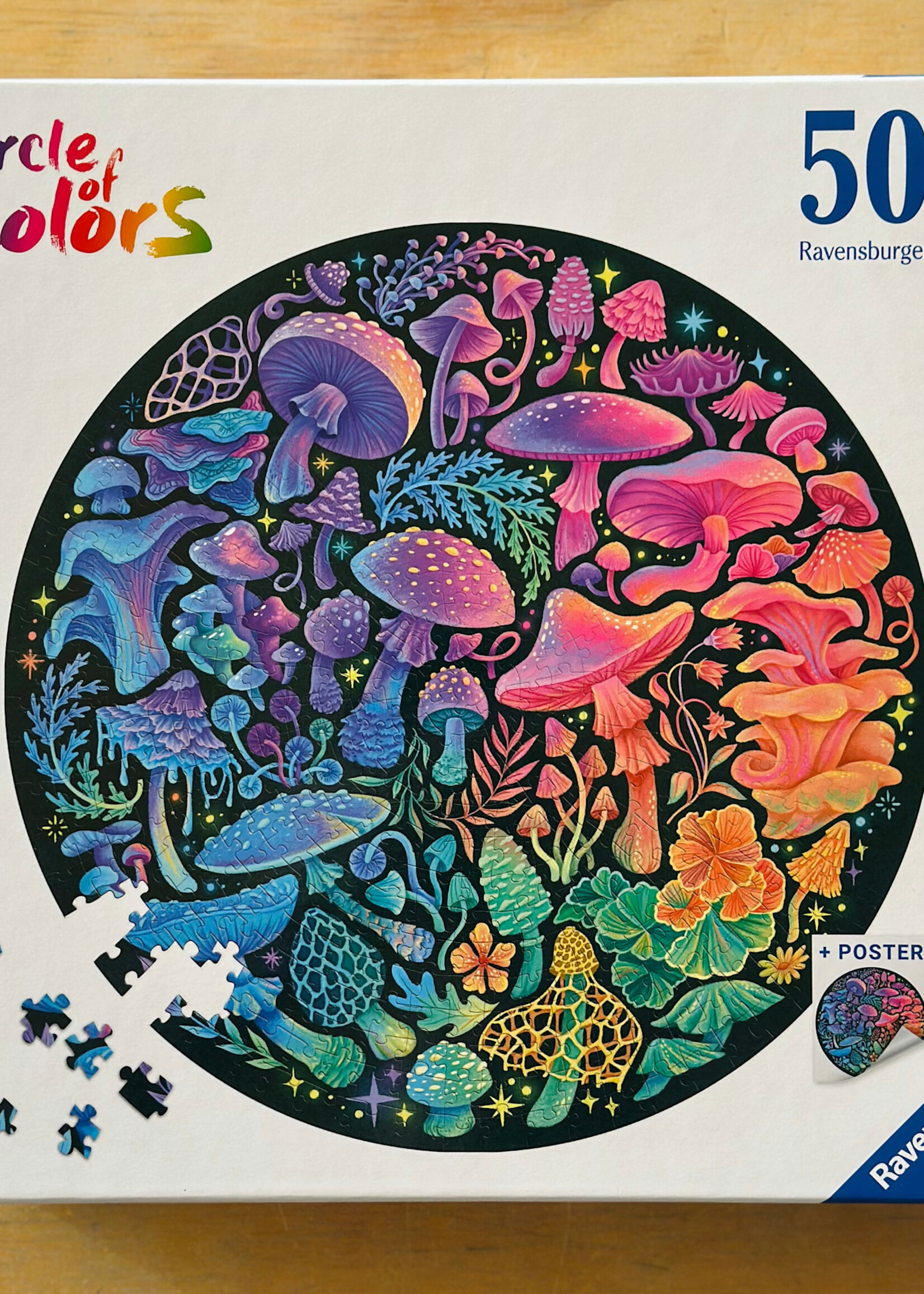 Ravensburger Puzzle - Circle of Flowers: Mushrooms 500 Pc. (Round)