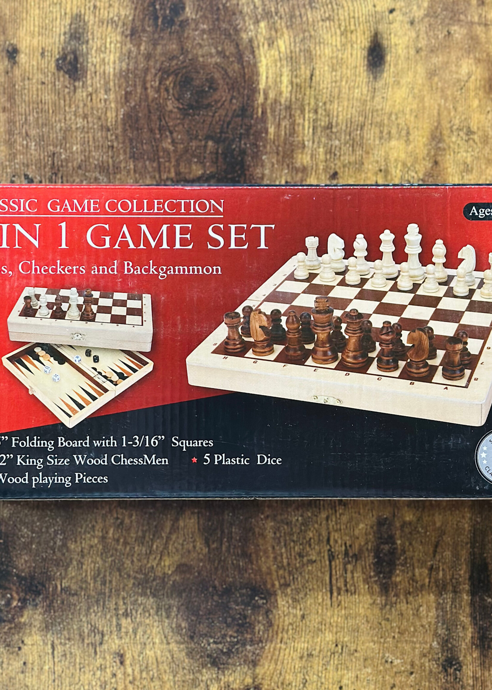 University Games Game - 3-in-1 Game Set (Chess, Checkers, & Backgammon)