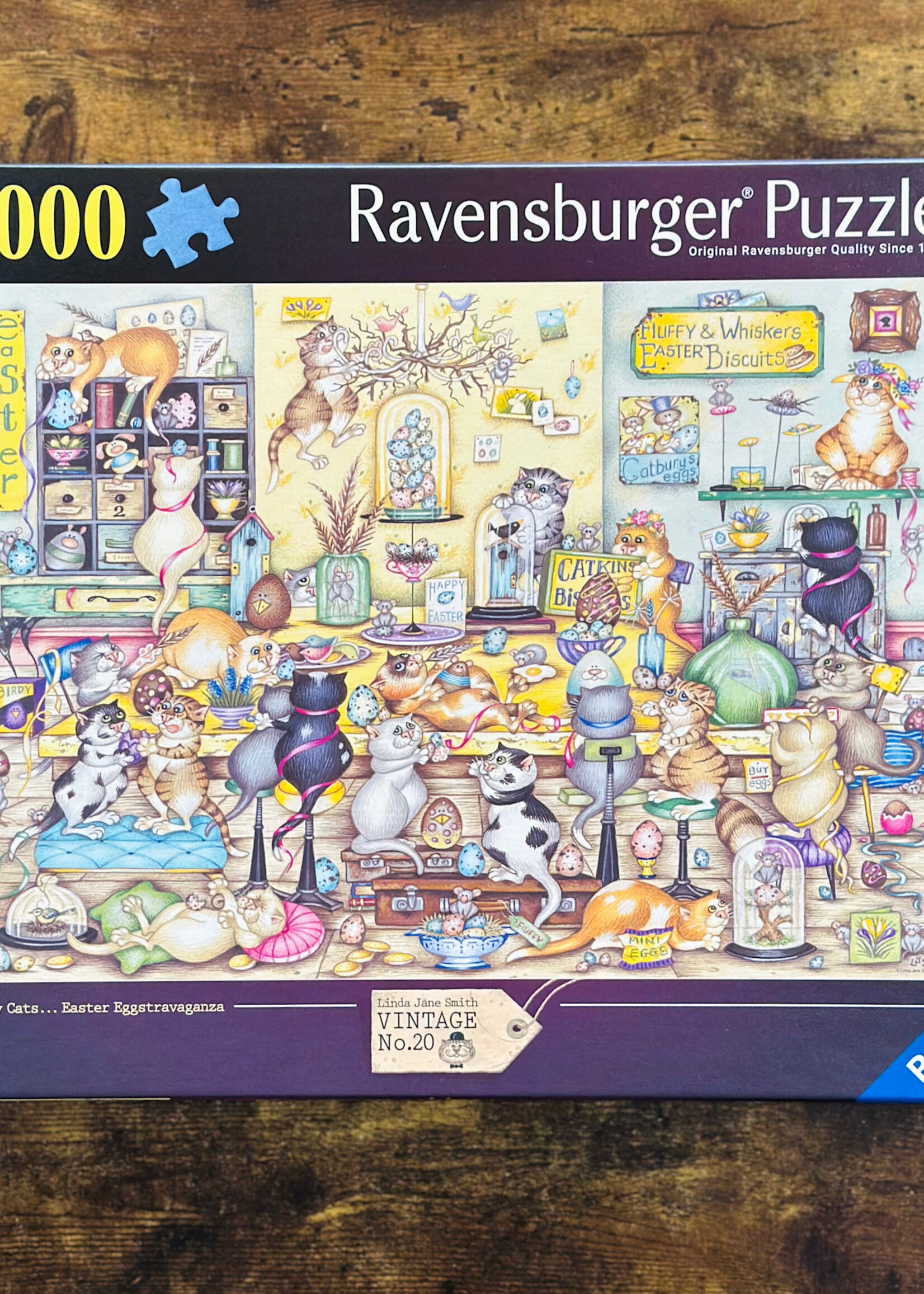 Ravensburger Puzzle - Crazy Cats…Easter Eggstravaganza (Vintage No. 20) 1000 Pc.