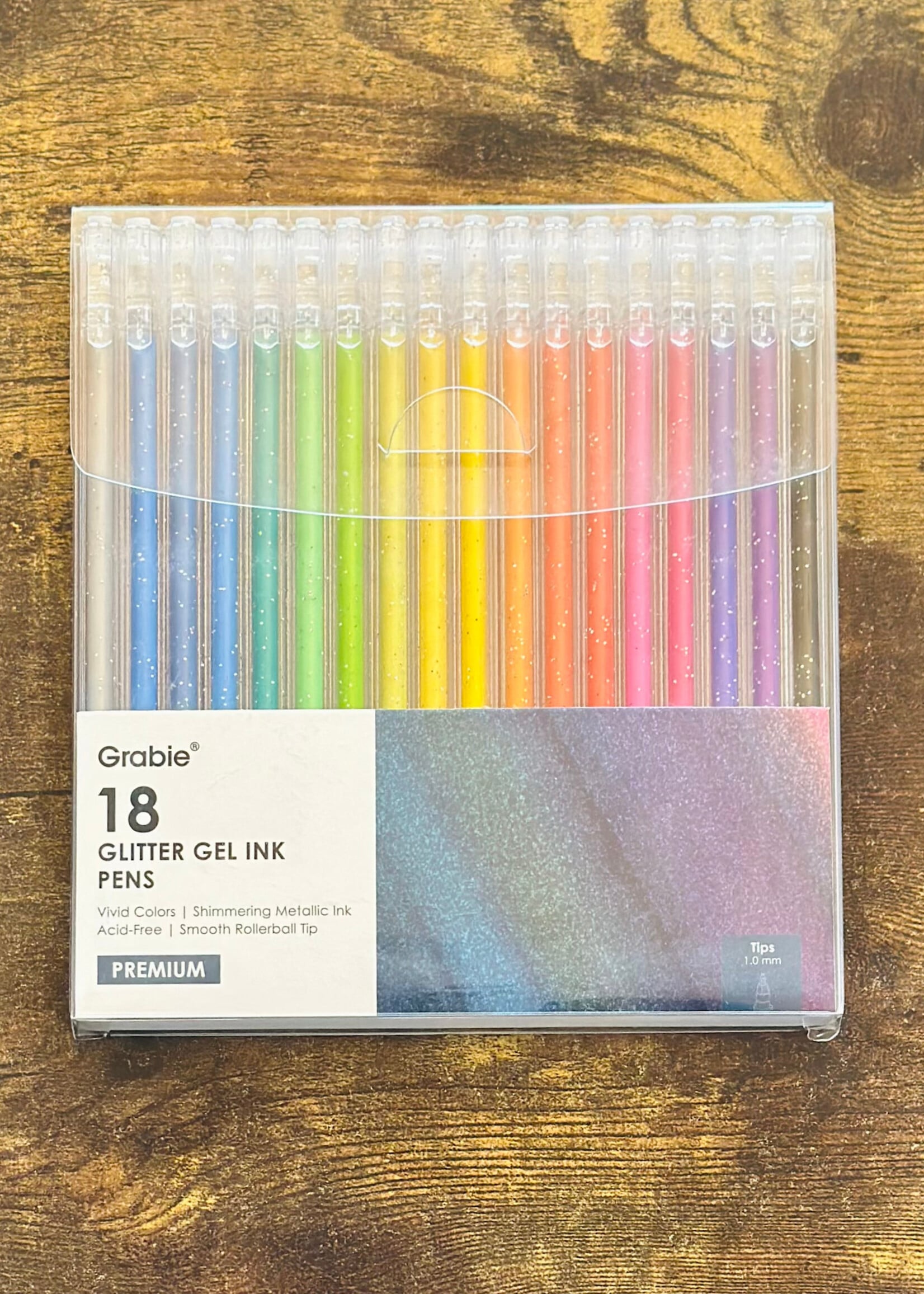 18 Capped Iridescent Glitter Gel Ink Pens