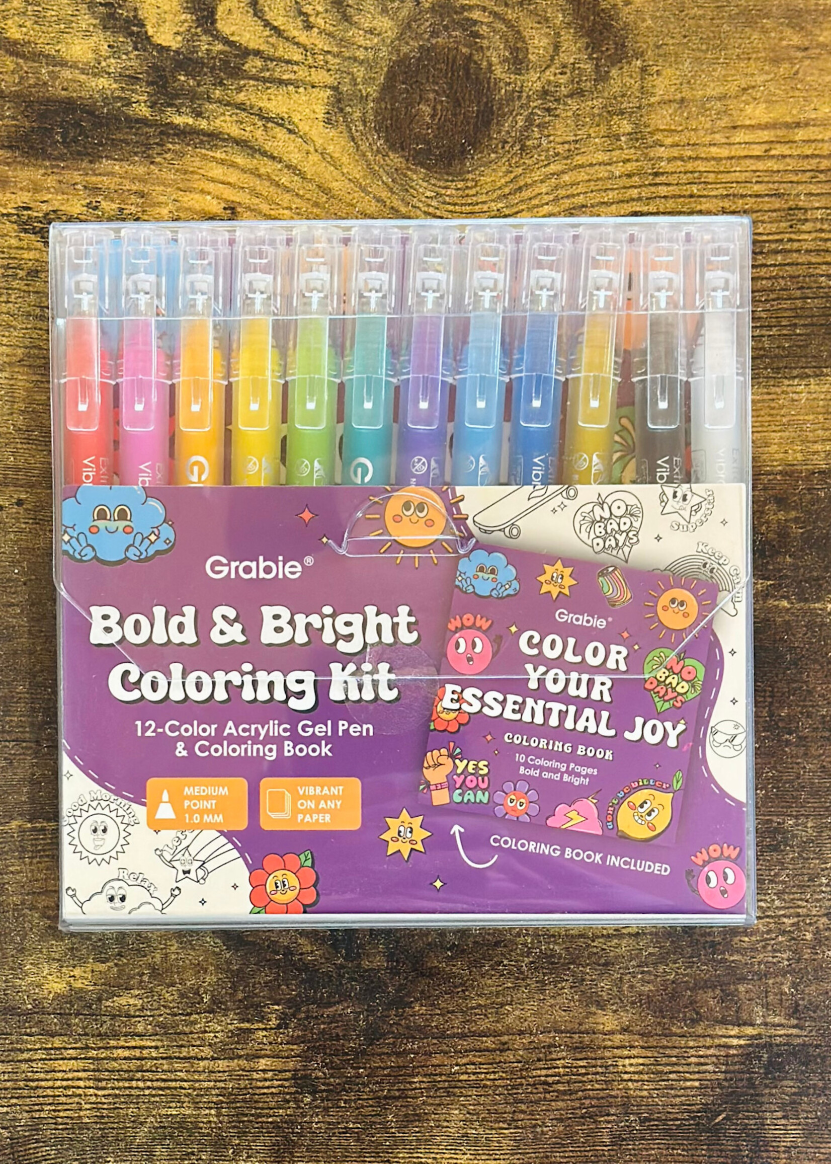 Bold & Bright Coloring Kit (12-Color Acrylic Gel Pens)