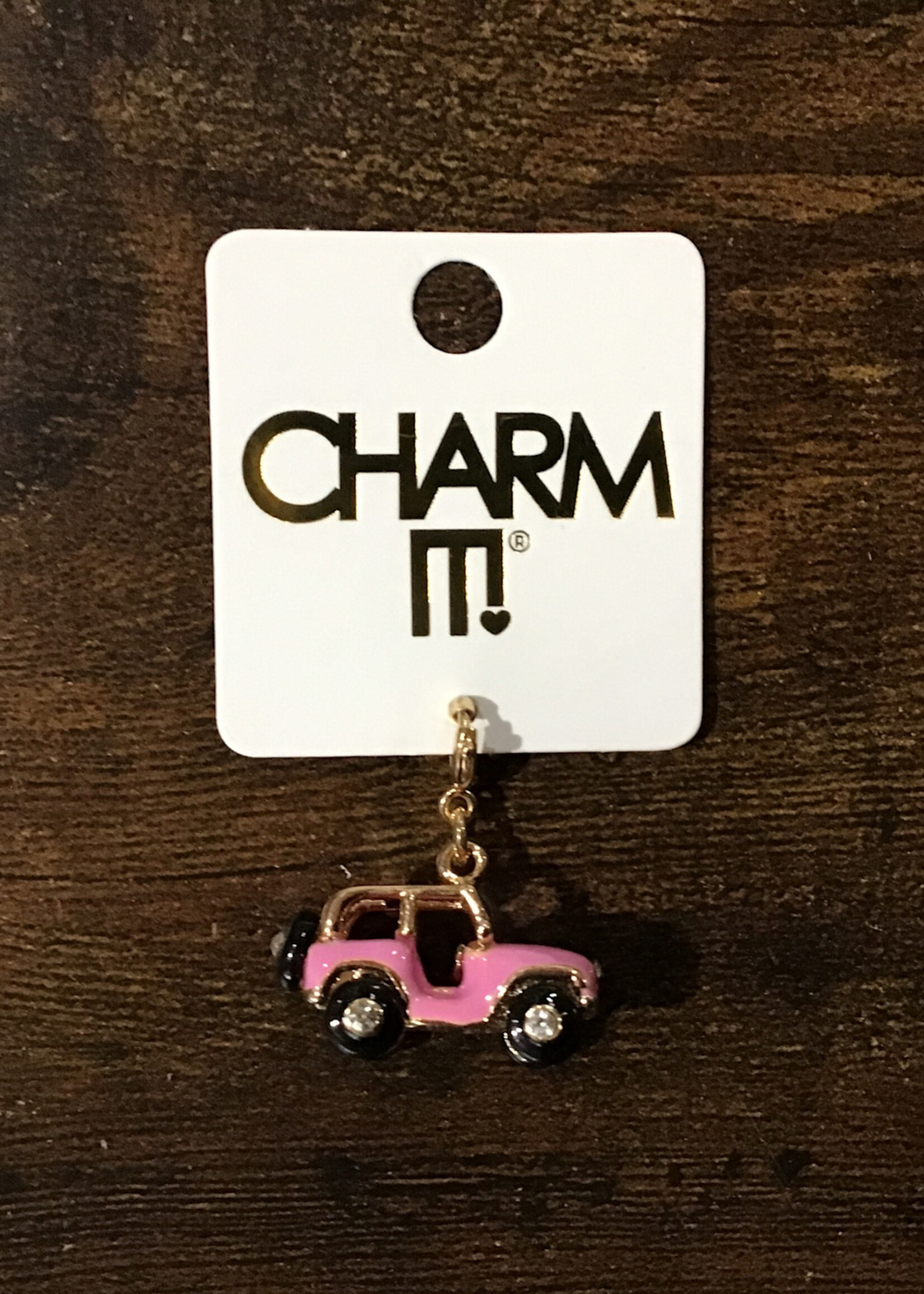 Charm It! Charm It! - Gold Pink Jeep Charm