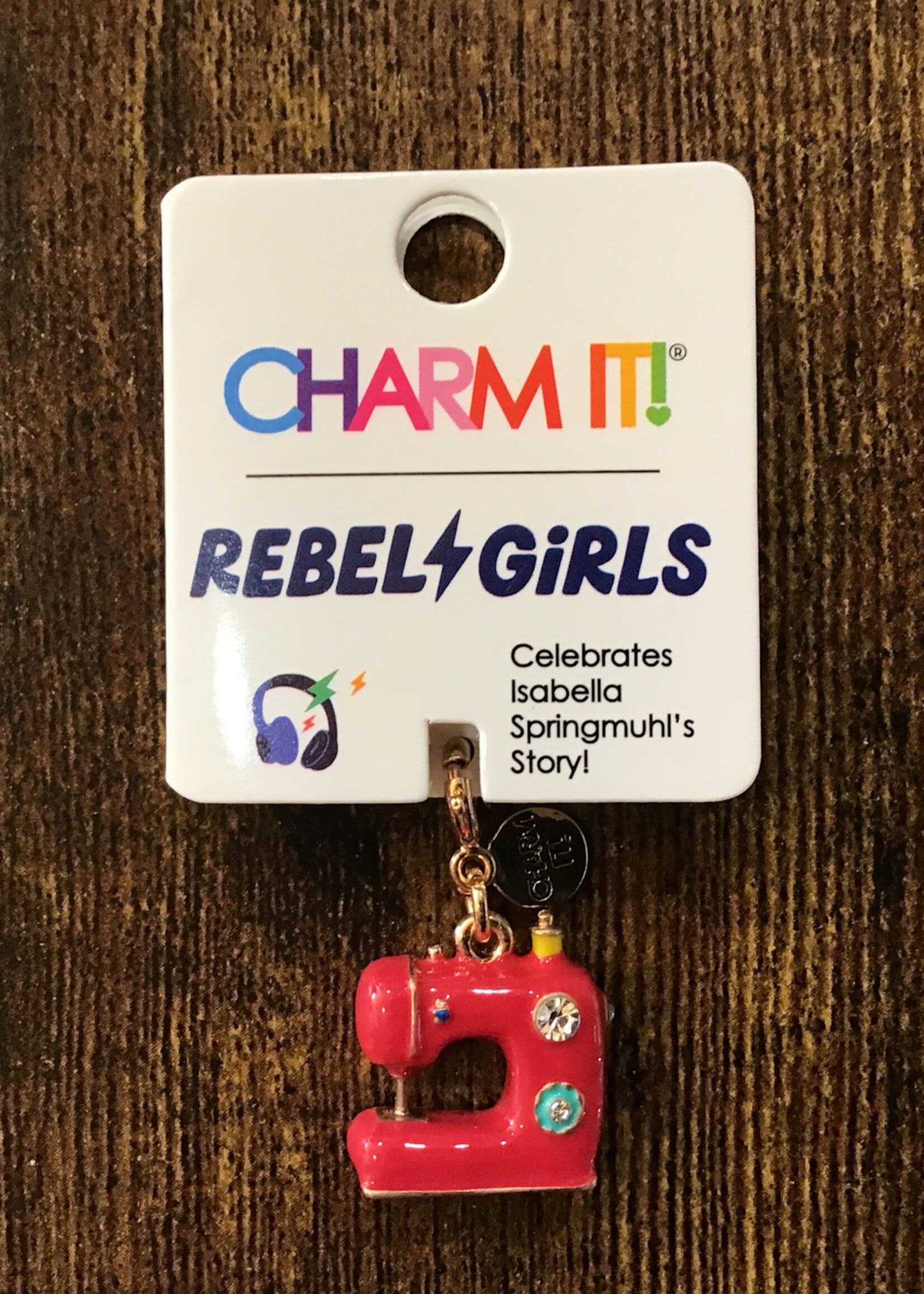Charm It! Charm It! - Gold Rebel Girls Sewing Machine Charm