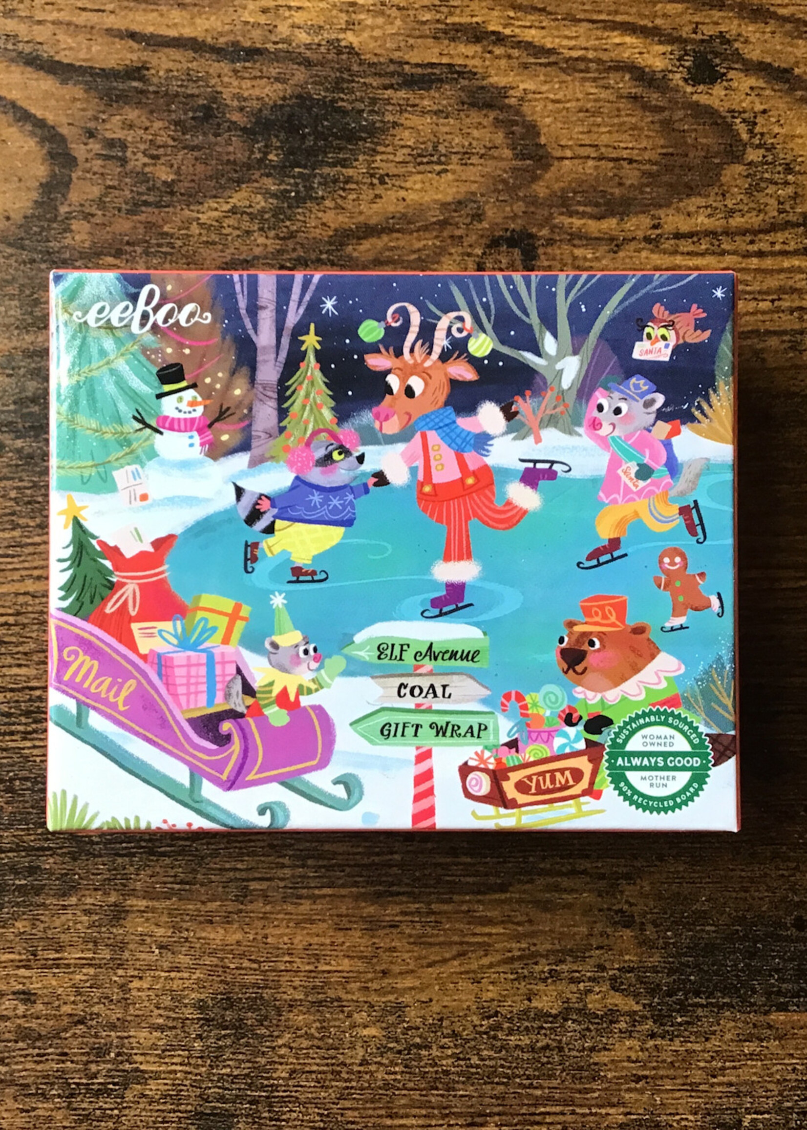 eeBoo Puzzle - Skating Pond (Christmas Village Mini Puzzle) 36 Pc.