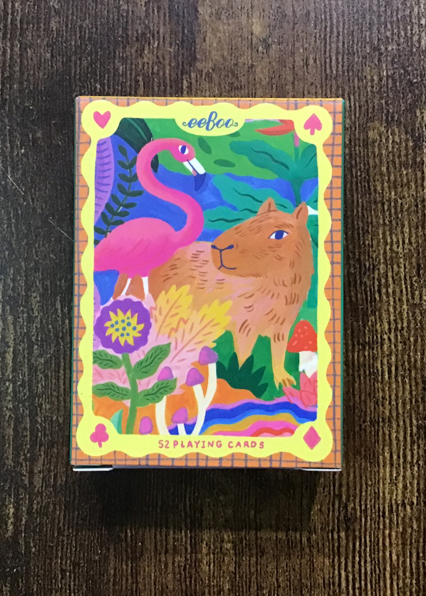 eeBoo Playing Cards - Capybara and Flamingo (Walsh Tiny Cards)