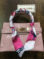 Zomi Gems Crocodile Scarf Handbag (Pink)