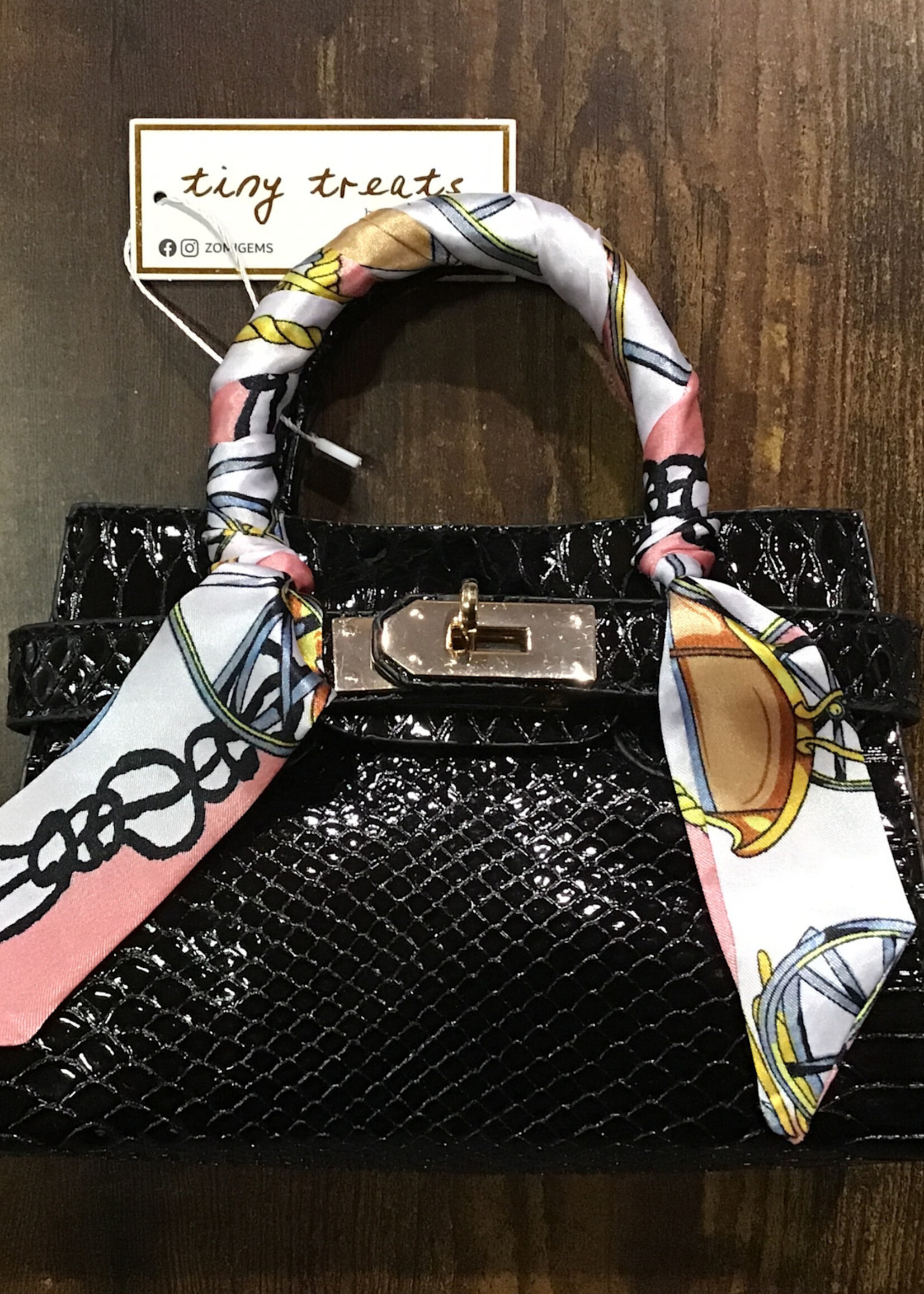Zomi Gems Crocodile Scarf Handbag (Black)