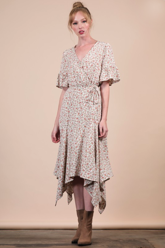 ditsy wrap dress