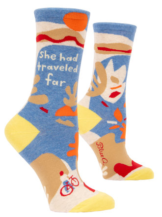 Blue Q "She Had Traveled Far" Women's Crew Socks Blue Q "She Had Traveled Far" Women's Crew Socks
