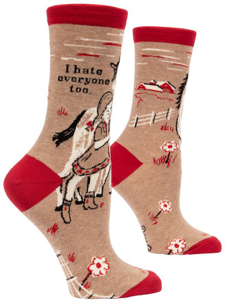 Blue Q "I Hate Everyone Too" Women's Crew Socks Blue Q "I Hate Everyone Too" Women's Crew Socks