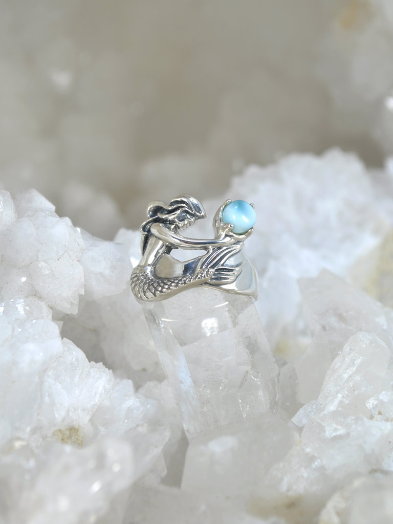 Larimar Mermaid Sterling Ring