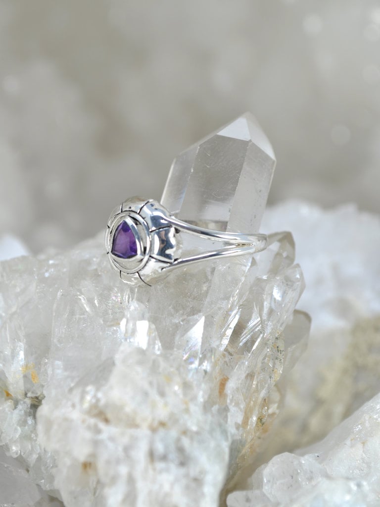 Amethyst Triangle Sterling Ring