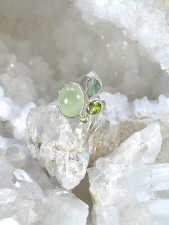 Prehnite + Peridot Sterling Ring Prehnite + Peridot Sterling Ring