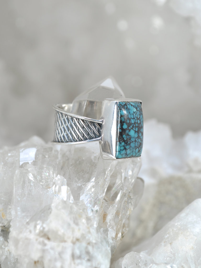 Crosshatch Turquoise Sterling Ring